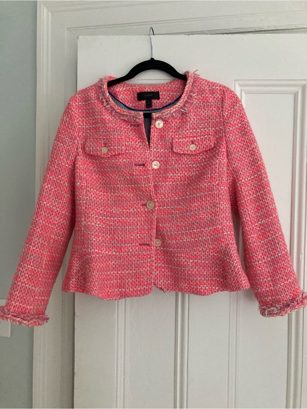 J. Crew Pink Tweed Lady Jacket